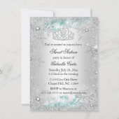 Winter Sparkle Snowflake Blue Sweet 16 Invite Kaart (Achterkant)
