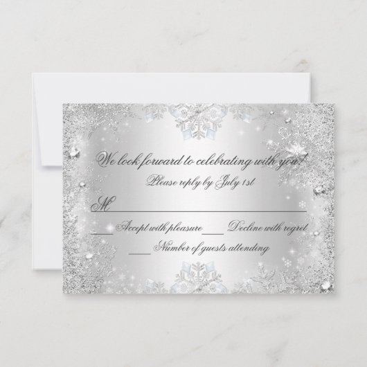 Winter Sparkle Snowflake Blue Sweet 16 RSVP (Achterkant)