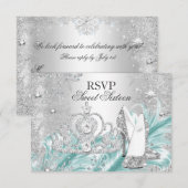 Winter Sparkle Snowflake Blue Sweet 16 RSVP (Voorkant / Achterkant)