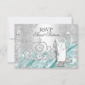 Winter Sparkle Snowflake Blue Sweet 16 RSVP Kaartje (Voorkant)
