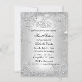 Winter Sparkle Snowflake Silver Sweet 16 Invite Kaart (Achterkant)