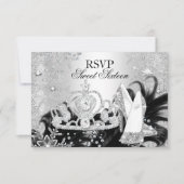 Winter Sparkle Snowflake Silver Sweet 16 RSVP Kaart (Voorkant)