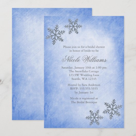 Winter Sparkle Snowflakes Blue Vrijgezellenfeest Kaart (Voorkant / Achterkant)
