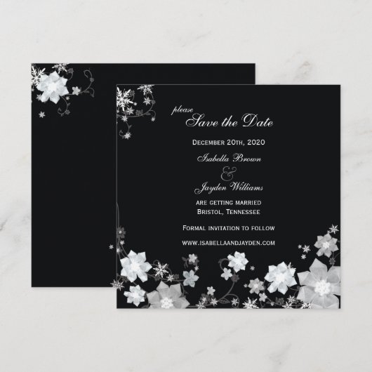 Winter Sparkle Wedding Save the Date Kaart (Voorkant / Achterkant)
