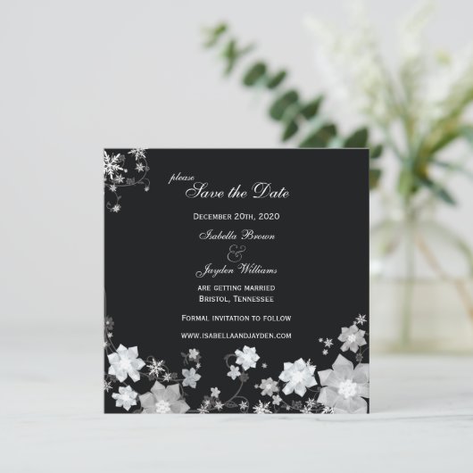 Winter Sparkle Wedding Save the Date Kaart (Staand voorkant)