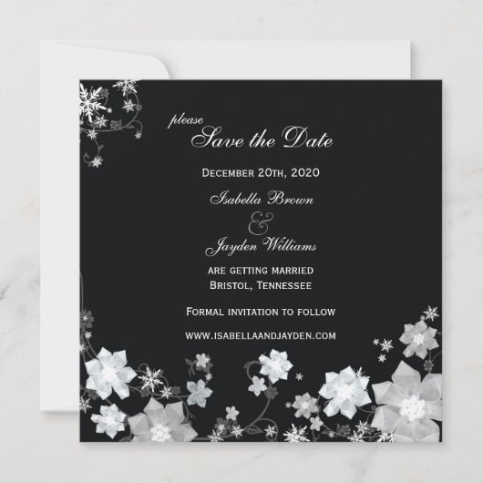 Winter Sparkle Wedding Save the Date Kaart (Voorkant)