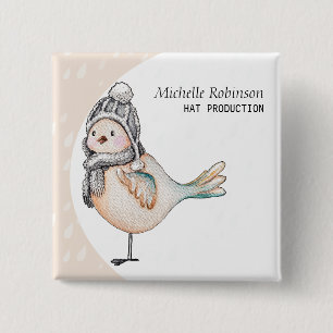 Winter Sparrow Pet Production Monogrammen Vierkante Button 5,1 Cm