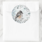 Winter Sparrow Stoffig Blauw groen krans Ronde Sticker (Tas)
