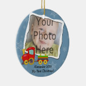 Winter Speelgoed Train Baby of Kinder kerstversier Keramisch Ornament (Rechts)