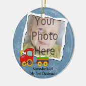 Winter Speelgoed Train Baby of Kinder kerstversier Keramisch Ornament (Links)