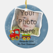 Winter Speelgoed Train Baby of Kinder kerstversier Keramisch Ornament (Achterkant)