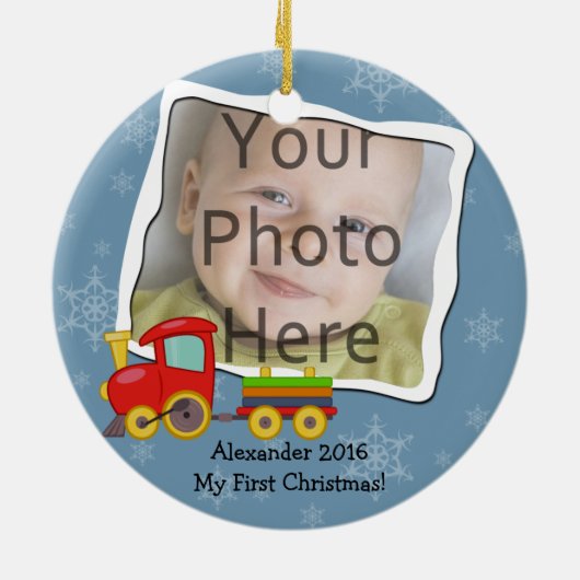 Winter Speelgoed Train Baby of Kinder kerstversier Keramisch Ornament (Achterkant)