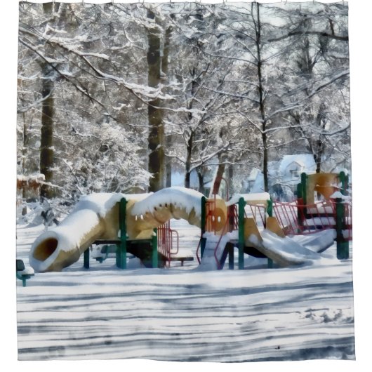 Winter Speeltuin Douchegordijn (Voorkant)