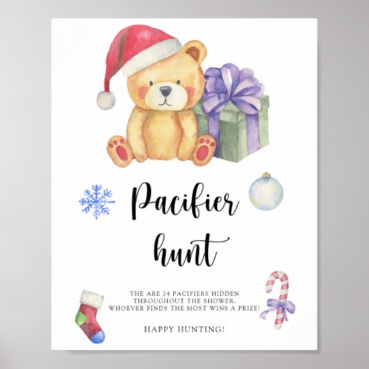 Winter - speenzoektocht babyshower spelposter poster (Voorkant)