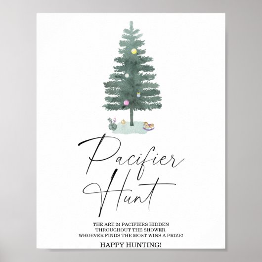Winter speenzoektocht babyshower spelposter poster (Voorkant)