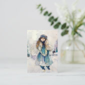 Winter Spirit Waterverf Angel Art Contactkaartje (Staand voorkant)
