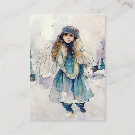 Winter Spirit Waterverf Angel Art Contactkaartje (Voorkant)