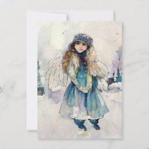 Winter Spirit Waterverf Angel Art Notitiekaartje