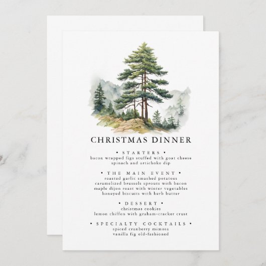 Winter Splendor Kerstfeest feestdag Menu (Voorkant / Achterkant)