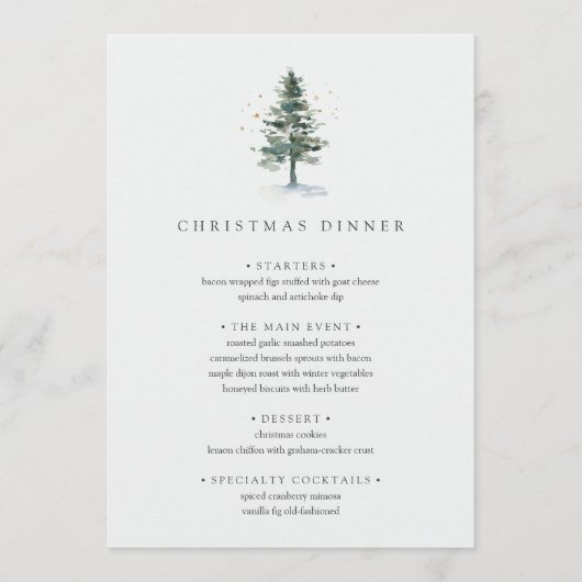 Winter Splendor Kerstfeest feestdag Menu (Voorkant)