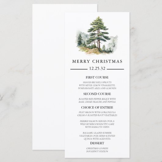 Winter Splendor-kerstfeest Menu (Voorkant / Achterkant)