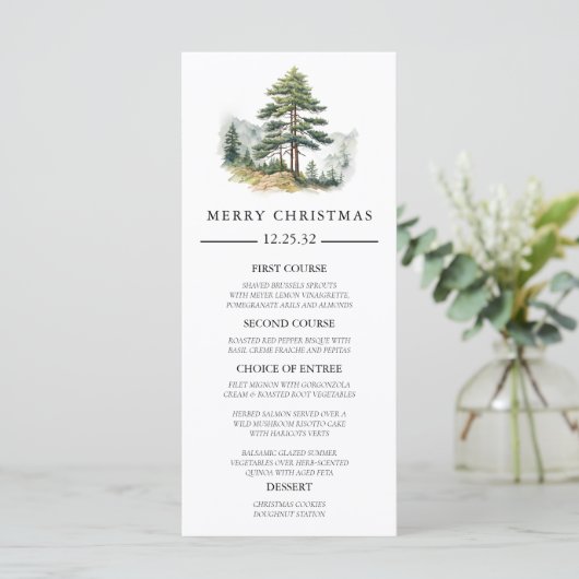 Winter Splendor-kerstfeest Menu (Staand voorkant)