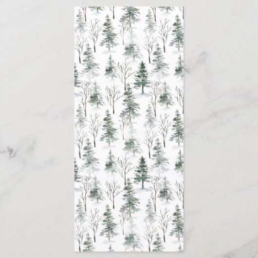 Winter Splendor-kerstfeest Menu (Achterkant)