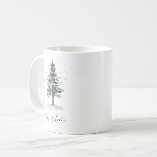 Winter Splendor Pine Tree, aangepast voor Kerstmis Koffiemok (Voorkant links)