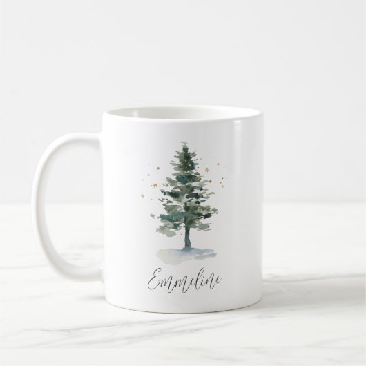 Winter Splendor Pine Tree, aangepast voor Kerstmis Koffiemok (Links)