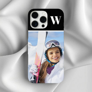 Winter Sport Foto Monogrammed Zwart iPhone 16 Pro Max Hoesje
