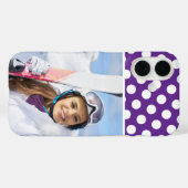 Winter Sport Foto Royal Paarse Witte Polka Dot Case-Mate iPhone Case (Achterkant (horizontaal))