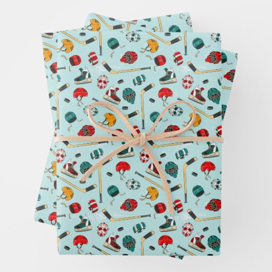 Winter Sport Hockey Speler Apparatuur Gear Patroon Inpakpapier Vel (In situ)