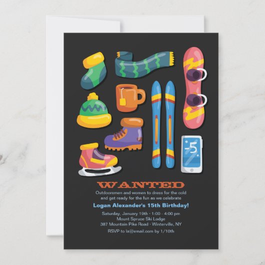 Winter Sport Necessieuitnodiging Kaart (Voorkant)