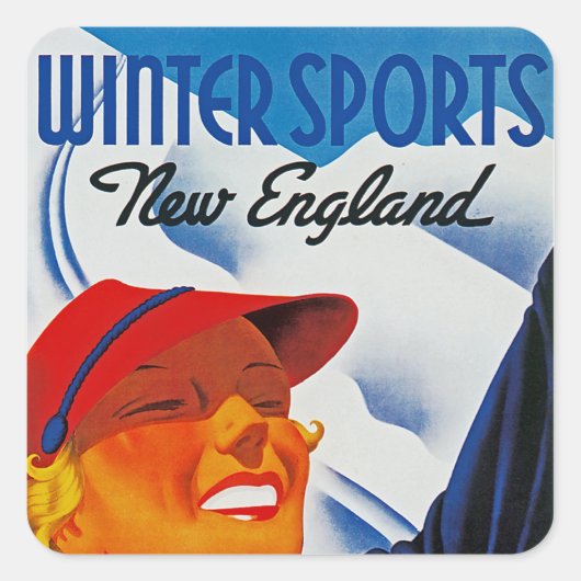 Winter Sport New England Vierkante Sticker (Voorkant)