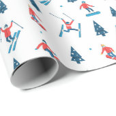 Winter Sport Skiën Snowboarden Patroon Cadeaupapier (Rol Hoek)