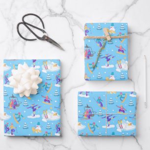 Winter Sport Skiën Snowboarden Patroon Inpakpapier Vel