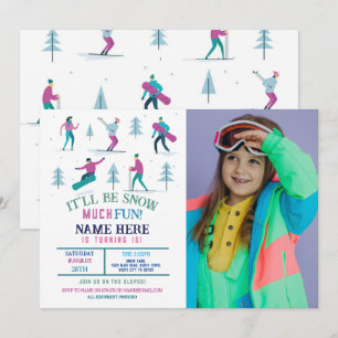 Winter Sporten Verjaardag Meisjes Skiën Snowboarde Kaart