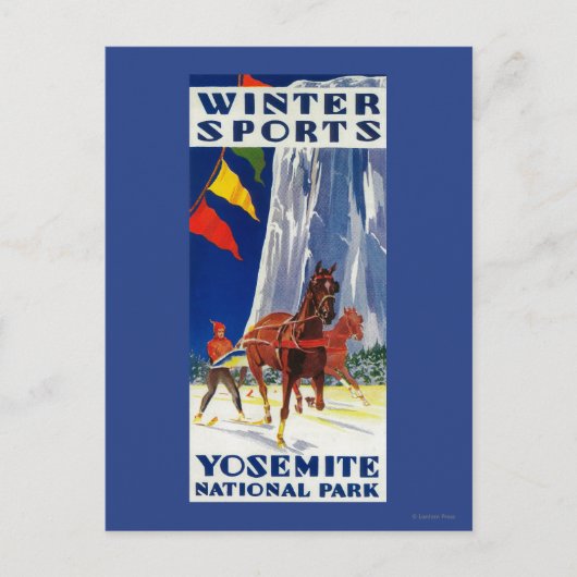 Winter Sports at Yosemite PosterYosemite, CA Briefkaart (Voorkant)