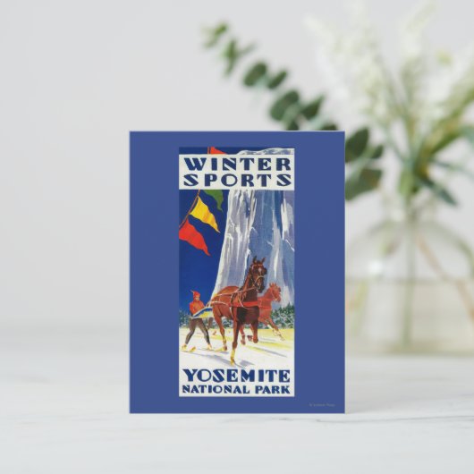 Winter Sports at Yosemite PosterYosemite, CA Briefkaart (Staand voorkant)