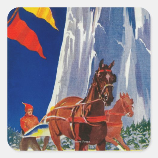 Winter Sports at Yosemite PosterYosemite, CA Vierkante Sticker (Voorkant)