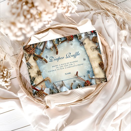 Winter Sports Baby Shower Diapper Raffle Informatiekaartje