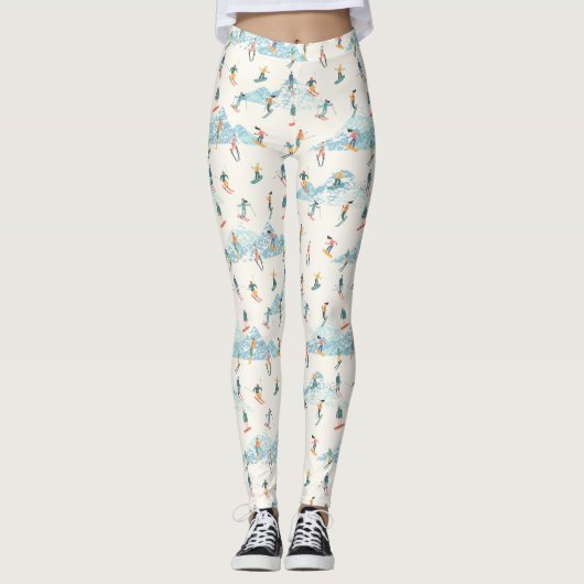 Winter Sports Downhill Skiing Snow Mountain Leggings (Voorkant)