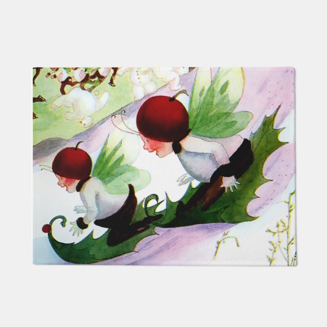 "Winter Sports" Fairy Art van M T Ross Deurmat (Voorkant)