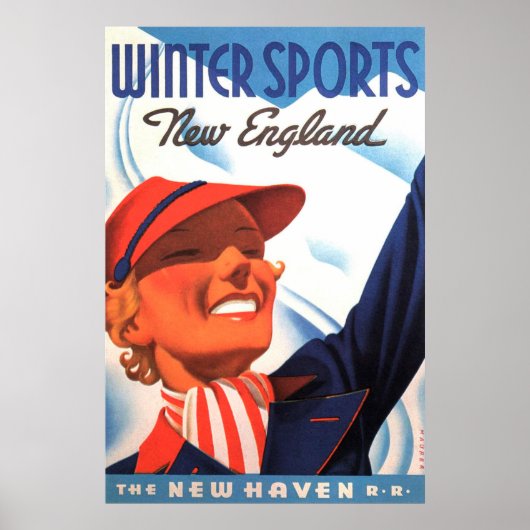 Winter Sports New England New Haven Railroad Poster (Voorkant)