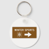 Winter Sports Road Sign Sleutelhanger (Voorkant)