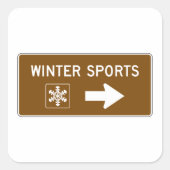 Winter Sports Road Sign Square sticker (Voorkant)