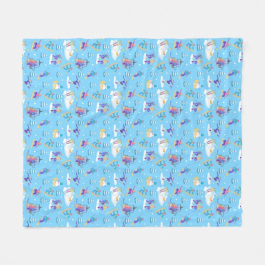 Winter Sports Skating Skiing Pattern Fleece Deken (Voorkant (Horizontaal))