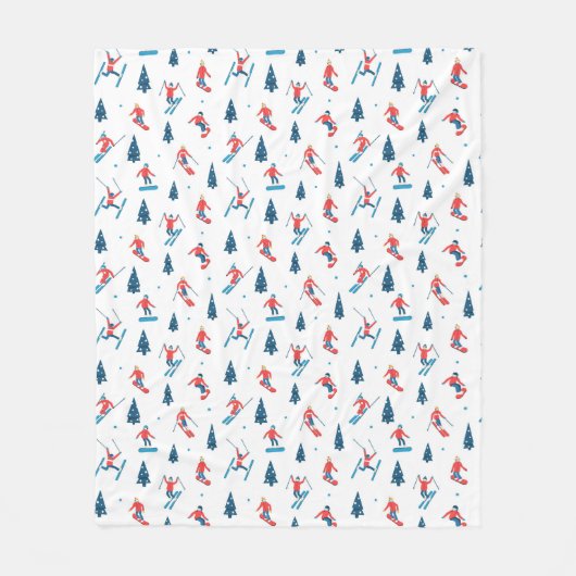 Winter Sports Skiing Snowboarding Pattern Fleece Deken (Voorkant)