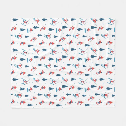 Winter Sports Skiing Snowboarding Pattern Fleece Deken (Voorkant (Horizontaal))