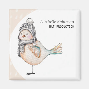 Winter Spreeuw Hoed Productie Monogram Magneet